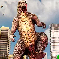 Potwór Dinozaur Rampage Atak Na Miasto