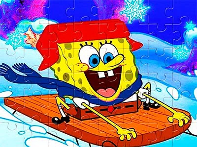 Spongebob Zimní Puzzle snímek obrazovky hry